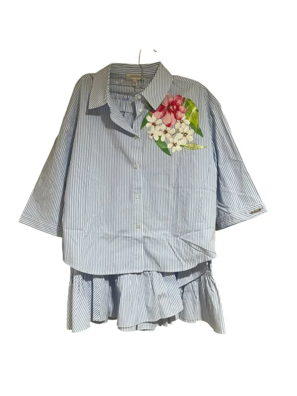 Twinset oversize poplin shirt and skirt set